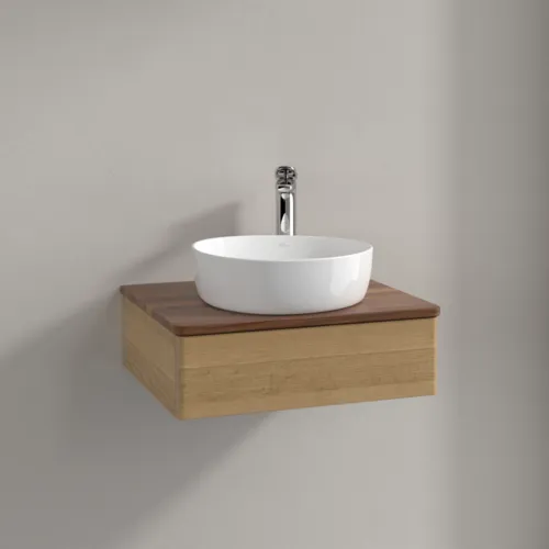 VILLEROY BOCH Antao Vanity unit, with lighting, 1 pull-out compartment, 600 x 190 x 500 mm, Front without structure, Honey Oak / Warm Walnut #L07052HN resmi