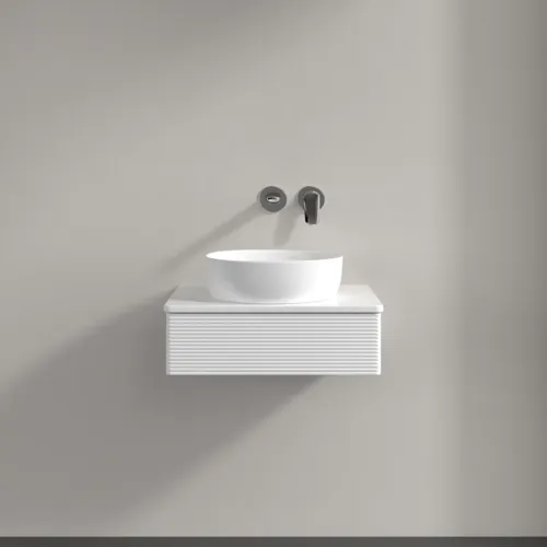 Bild von VILLEROY BOCH Antao Waschbeckenunterschrank, mit Beleuchtung, 1 Auszug, 600 x 190 x 500 mm, Front mit Struktur, White Matt Lacquer / White Matt Lacquer #L07110MT