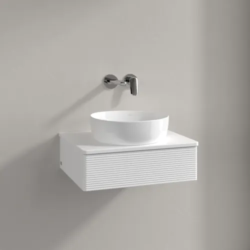 Bild von VILLEROY BOCH Antao Waschbeckenunterschrank, mit Beleuchtung, 1 Auszug, 600 x 190 x 500 mm, Front mit Struktur, White Matt Lacquer / White Matt Lacquer #L07110MT