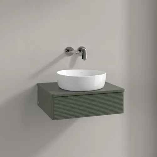 Bild von VILLEROY BOCH Antao Waschbeckenunterschrank, mit Beleuchtung, 1 Auszug, 600 x 190 x 500 mm, Front mit Struktur, Leaf Green Matt Lacquer / Leaf Green Matt Lacquer #L07110HL