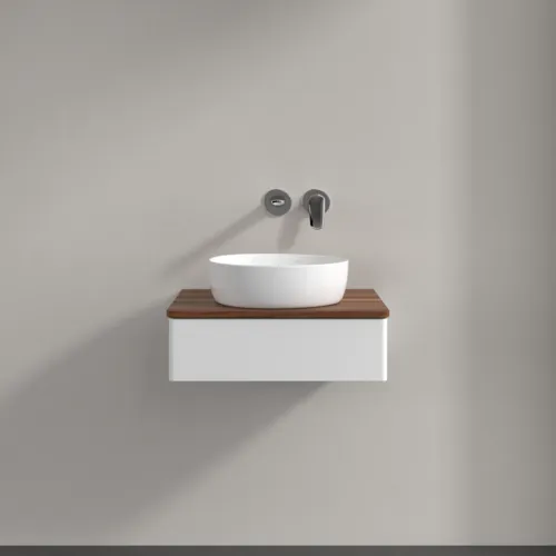 Bild von VILLEROY BOCH Antao Waschbeckenunterschrank, mit Beleuchtung, 1 Auszug, 600 x 190 x 500 mm, Front ohne Struktur, White Matt Lacquer / Warm Walnut #L07012MT