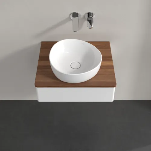 Bild von VILLEROY BOCH Antao Waschbeckenunterschrank, mit Beleuchtung, 1 Auszug, 600 x 190 x 500 mm, Front ohne Struktur, White Matt Lacquer / Warm Walnut #L07012MT