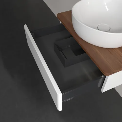 Bild von VILLEROY BOCH Antao Waschbeckenunterschrank, mit Beleuchtung, 1 Auszug, 600 x 190 x 500 mm, Front ohne Struktur, White Matt Lacquer / Warm Walnut #L07012MT