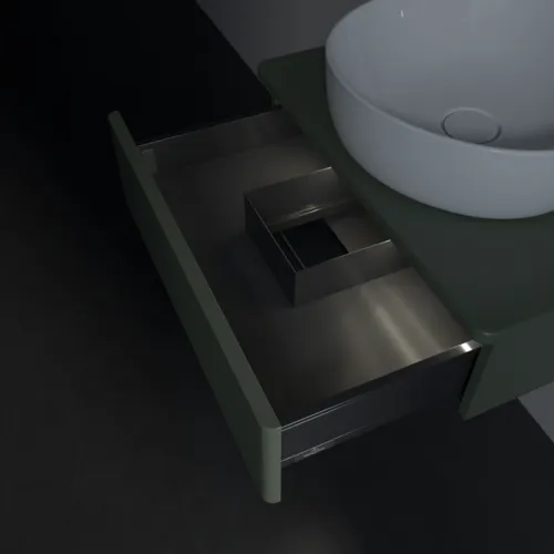 Picture of VILLEROY BOCH Antao Vanity unit, with lighting, 1 pull-out compartment, 600 x 190 x 500 mm, Front with grain texture, Leaf Green Matt Lacquer / Leaf Green Matt Lacquer #L07150HL