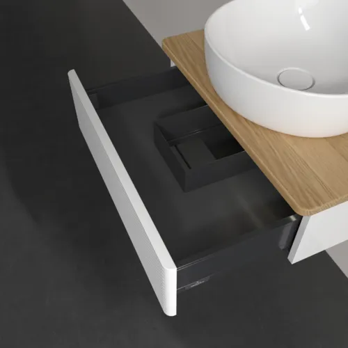 Bild von VILLEROY BOCH Antao Waschbeckenunterschrank, mit Beleuchtung, 1 Auszug, 600 x 190 x 500 mm, Front mit Struktur, Glossy White Lacquer / Honey Oak #L07151GF