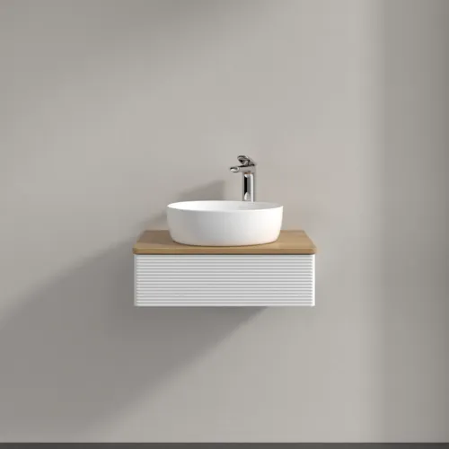 Bild von VILLEROY BOCH Antao Waschbeckenunterschrank, mit Beleuchtung, 1 Auszug, 600 x 190 x 500 mm, Front mit Struktur, Glossy White Lacquer / Honey Oak #L07151GF