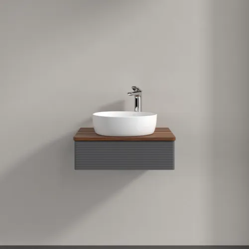 VILLEROY BOCH Antao Waschbeckenunterschrank, mit Beleuchtung, 1 Auszug, 600 x 190 x 500 mm, Front mit Struktur, Anthracite Matt Lacquer / Warm Walnut #L07152GK, Bild 3