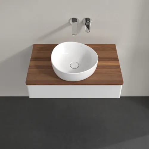 Bild von VILLEROY BOCH Antao Waschbeckenunterschrank, mit Beleuchtung, 1 Auszug, 800 x 190 x 500 mm, Front ohne Struktur, Glossy White Lacquer / Warm Walnut #L08012GF