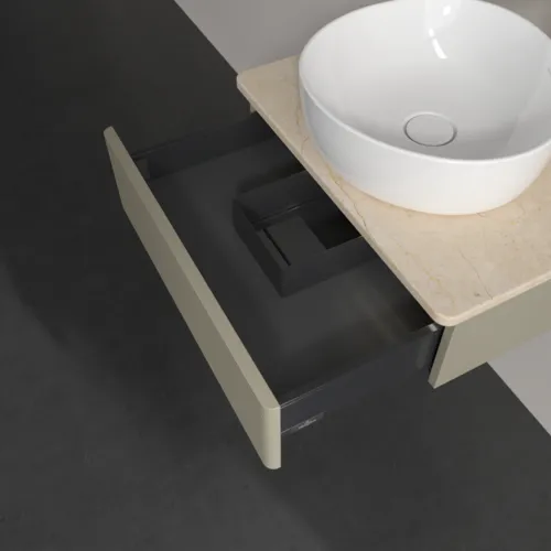 Bild von VILLEROY BOCH Antao Waschbeckenunterschrank, mit Beleuchtung, 1 Auszug, 600 x 190 x 500 mm, Front mit Struktur, Stone Grey Matt Lacquer / Botticino #L07153HK