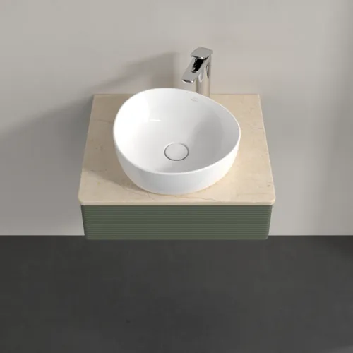 Obrázek VILLEROY BOCH Antao Vanity unit, with lighting, 1 pull-out compartment, 600 x 190 x 500 mm, Front with grain texture, Leaf Green Matt Lacquer / Botticino #L07153HL