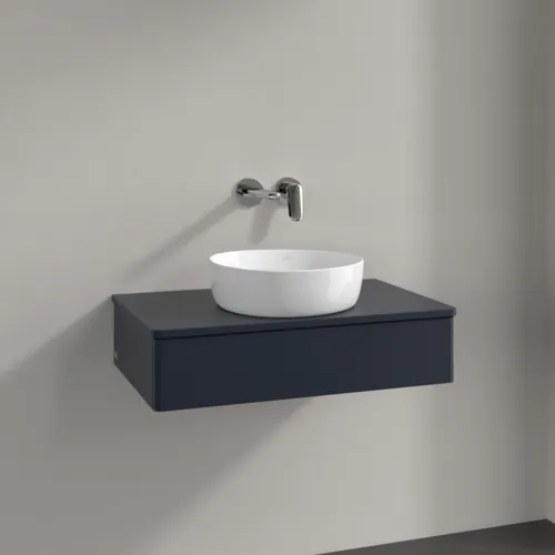 Bild von VILLEROY BOCH Antao Waschbeckenunterschrank, mit Beleuchtung, 1 Auszug, 800 x 190 x 500 mm, Front ohne Struktur, Midnight Blue Matt Lacquer / Midnight Blue Matt Lacquer #L08010HG