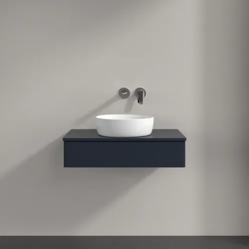 Bild von VILLEROY BOCH Antao Waschbeckenunterschrank, mit Beleuchtung, 1 Auszug, 800 x 190 x 500 mm, Front ohne Struktur, Midnight Blue Matt Lacquer / Midnight Blue Matt Lacquer #L08010HG