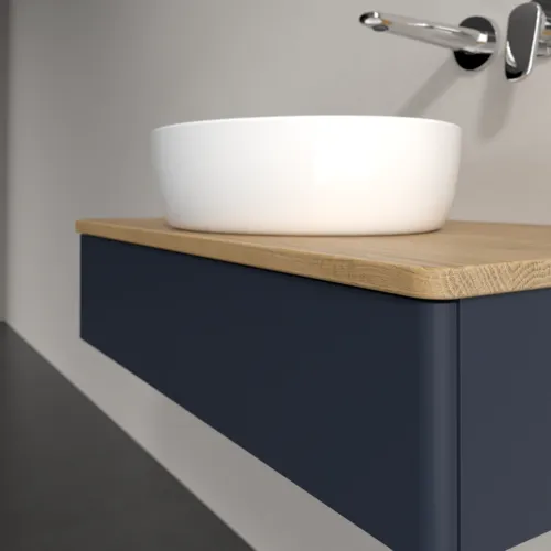Bild von VILLEROY BOCH Antao Waschbeckenunterschrank, mit Beleuchtung, 1 Auszug, 800 x 190 x 500 mm, Front ohne Struktur, Midnight Blue Matt Lacquer / Honey Oak #L08011HG