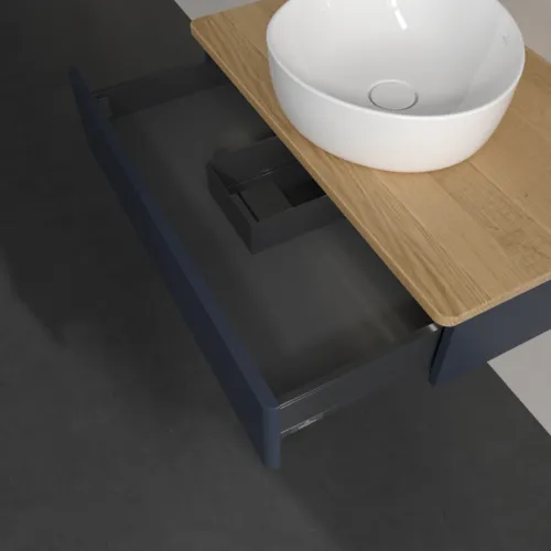 Bild von VILLEROY BOCH Antao Waschbeckenunterschrank, mit Beleuchtung, 1 Auszug, 800 x 190 x 500 mm, Front ohne Struktur, Midnight Blue Matt Lacquer / Honey Oak #L08011HG
