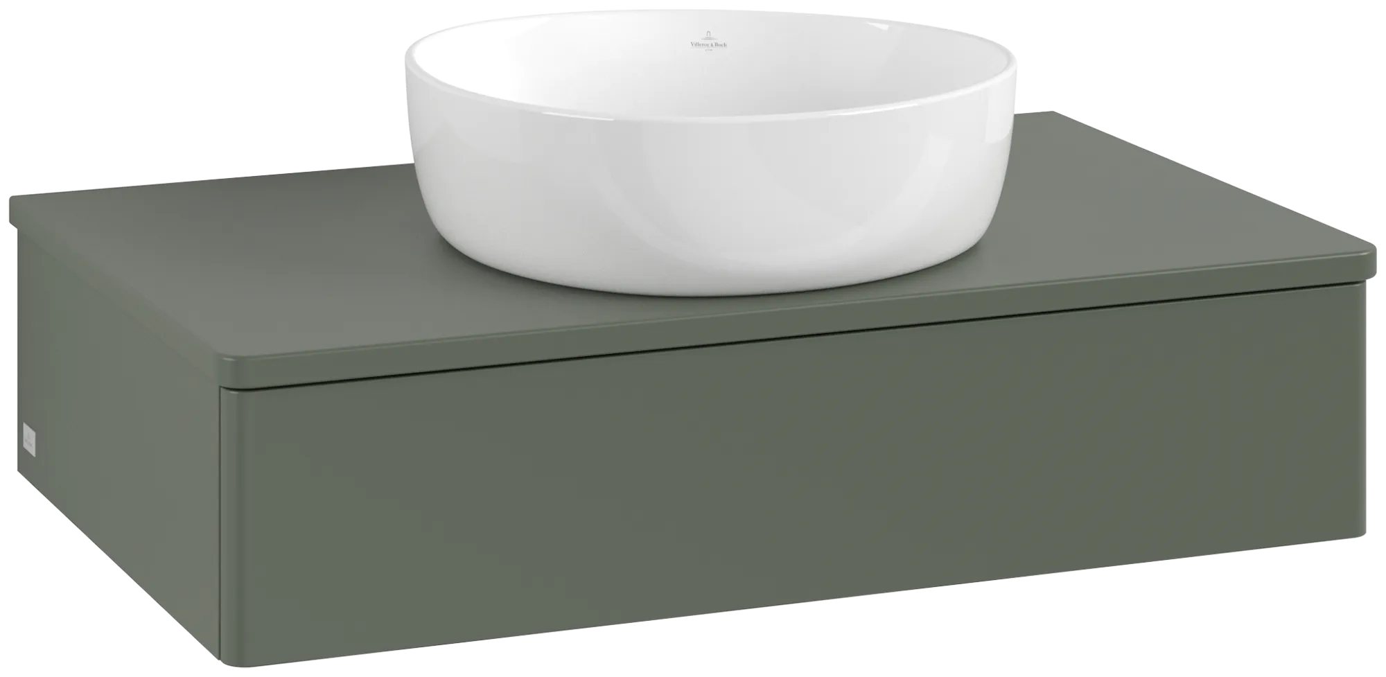 Picture of VILLEROY BOCH Antao Vanity unit, with lighting, 1 pull-out compartment, 800 x 190 x 500 mm, Front without structure, Leaf Green Matt Lacquer / Leaf Green Matt Lacquer #L08010HL