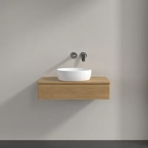 Bild von VILLEROY BOCH Antao Waschbeckenunterschrank, mit Beleuchtung, 1 Auszug, 800 x 190 x 500 mm, Front mit Struktur, Honey Oak / Honey Oak #L08111HN