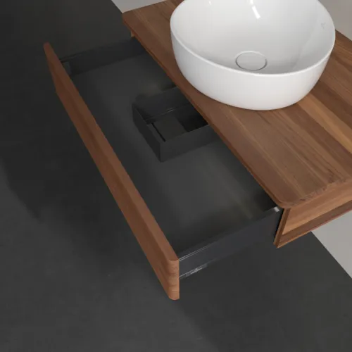 Obrázek VILLEROY BOCH Antao Vanity unit, with lighting, 1 pull-out compartment, 800 x 190 x 500 mm, Front with grain texture, Warm Walnut / Warm Walnut #L08112HM