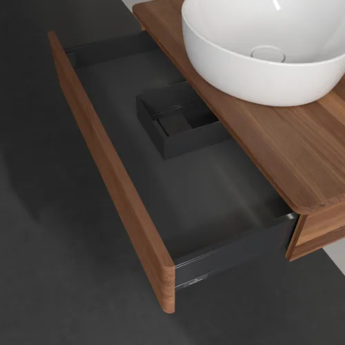 Obrázek VILLEROY BOCH Antao Vanity unit, with lighting, 1 pull-out compartment, 800 x 190 x 500 mm, Front with grain texture, Warm Walnut / Warm Walnut #L08112HM