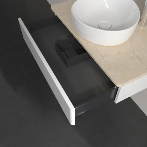 Bild von VILLEROY BOCH Antao Waschbeckenunterschrank, mit Beleuchtung, 1 Auszug, 800 x 190 x 500 mm, Front ohne Struktur, Glossy White Lacquer / Botticino #L08053GF