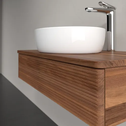 Bild von VILLEROY BOCH Antao Waschbeckenunterschrank, mit Beleuchtung, 1 Auszug, 800 x 190 x 500 mm, Front mit Struktur, Warm Walnut / Warm Walnut #L08152HM