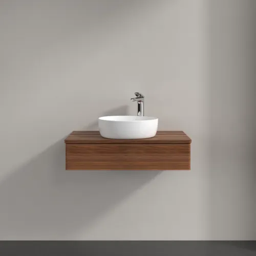 Bild von VILLEROY BOCH Antao Waschbeckenunterschrank, mit Beleuchtung, 1 Auszug, 800 x 190 x 500 mm, Front mit Struktur, Warm Walnut / Warm Walnut #L08152HM