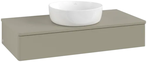 Picture of VILLEROY BOCH Antao Vanity unit, with lighting, 1 pull-out compartment, 1000 x 190 x 500 mm, Front without structure, Stone Grey Matt Lacquer / Stone Grey Matt Lacquer #L09010HK
