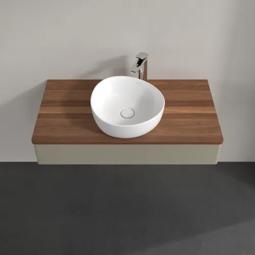 Bild von VILLEROY BOCH Antao Waschbeckenunterschrank, mit Beleuchtung, 1 Auszug, 1000 x 190 x 500 mm, Front ohne Struktur, Stone Grey Matt Lacquer / Warm Walnut #L09052HK