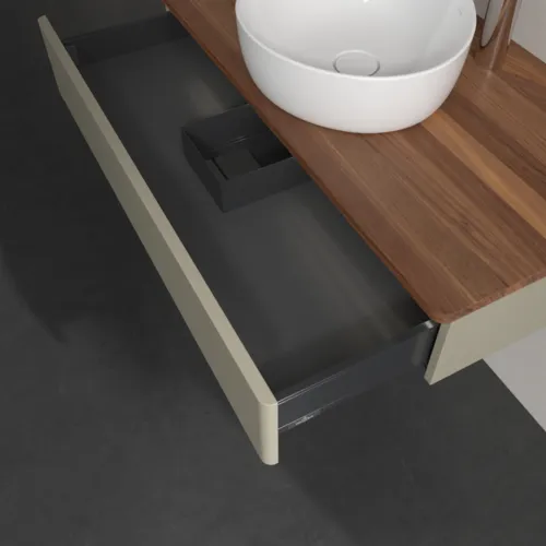 Bild von VILLEROY BOCH Antao Waschbeckenunterschrank, mit Beleuchtung, 1 Auszug, 1000 x 190 x 500 mm, Front ohne Struktur, Stone Grey Matt Lacquer / Warm Walnut #L09052HK