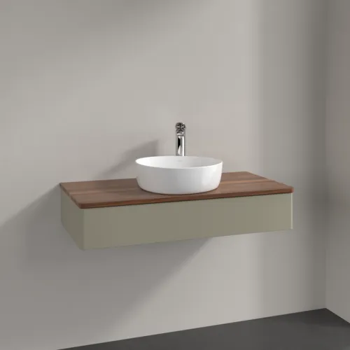 Bild von VILLEROY BOCH Antao Waschbeckenunterschrank, mit Beleuchtung, 1 Auszug, 1000 x 190 x 500 mm, Front ohne Struktur, Stone Grey Matt Lacquer / Warm Walnut #L09052HK