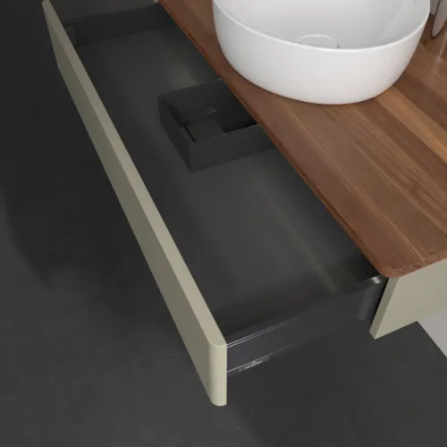 Bild von VILLEROY BOCH Antao Waschbeckenunterschrank, mit Beleuchtung, 1 Auszug, 1000 x 190 x 500 mm, Front ohne Struktur, Stone Grey Matt Lacquer / Warm Walnut #L09052HK