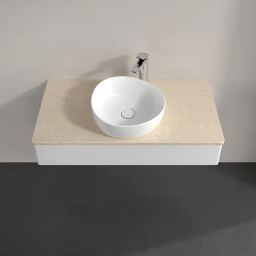 Bild von VILLEROY BOCH Antao Waschbeckenunterschrank, mit Beleuchtung, 1 Auszug, 1000 x 190 x 500 mm, Front ohne Struktur, Glossy White Lacquer / Botticino #L09053GF