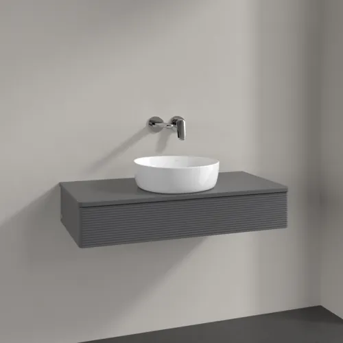 Bild von VILLEROY BOCH Antao Waschbeckenunterschrank, mit Beleuchtung, 1 Auszug, 1000 x 190 x 500 mm, Front mit Struktur, Anthracite Matt Lacquer / Anthracite Matt Lacquer #L09110GK