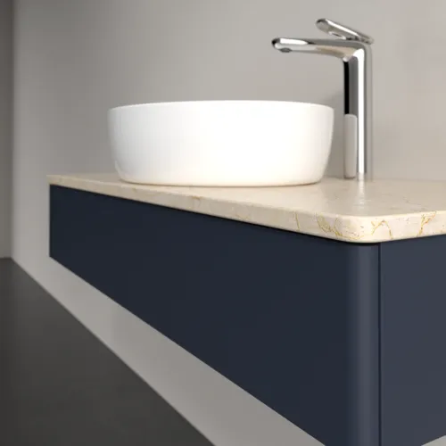 Bild von VILLEROY BOCH Antao Waschbeckenunterschrank, mit Beleuchtung, 1 Auszug, 1000 x 190 x 500 mm, Front ohne Struktur, Midnight Blue Matt Lacquer / Botticino #L09053HG