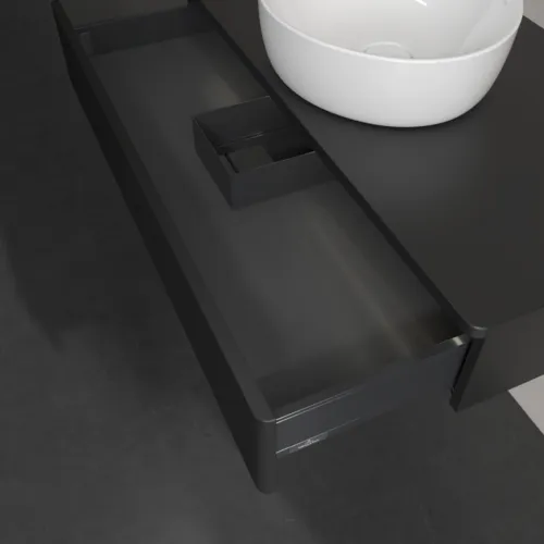 VILLEROY BOCH Antao Waschbeckenunterschrank, mit Beleuchtung, 1 Auszug, 1000 x 190 x 500 mm, Front mit Struktur, Black Matt Lacquer / Black Matt Lacquer #L09150PD, Bild 7