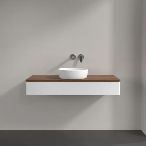 Bild von VILLEROY BOCH Antao Waschbeckenunterschrank, mit Beleuchtung, 1 Auszug, 1200 x 190 x 500 mm, Front ohne Struktur, White Matt Lacquer / Warm Walnut #L10012MT