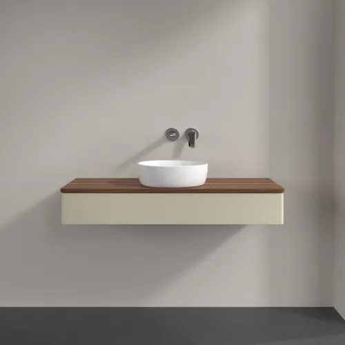 Bild von VILLEROY BOCH Antao Waschbeckenunterschrank, mit Beleuchtung, 1 Auszug, 1200 x 190 x 500 mm, Front ohne Struktur, Silk Grey Matt Lacquer / Warm Walnut #L10012HJ