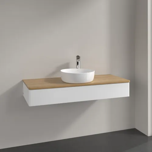 Bild von VILLEROY BOCH Antao Waschbeckenunterschrank, mit Beleuchtung, 1 Auszug, 1200 x 190 x 500 mm, Front ohne Struktur, White Matt Lacquer / Honey Oak #L10051MT