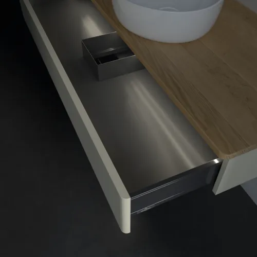 Obrázek VILLEROY BOCH Antao Vanity unit, with lighting, 1 pull-out compartment, 1200 x 190 x 500 mm, Front with grain texture, Silk Grey Matt Lacquer / Honey Oak #L10111HJ