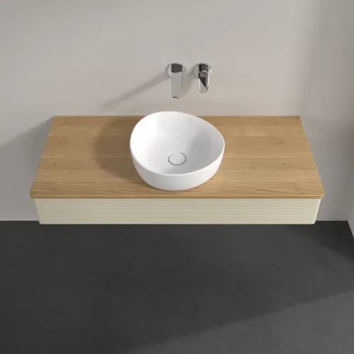 Obrázek VILLEROY BOCH Antao Vanity unit, with lighting, 1 pull-out compartment, 1200 x 190 x 500 mm, Front with grain texture, Silk Grey Matt Lacquer / Honey Oak #L10111HJ