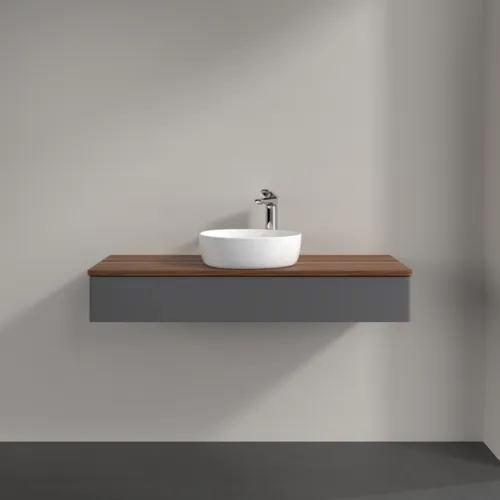Bild von VILLEROY BOCH Antao Waschbeckenunterschrank, mit Beleuchtung, 1 Auszug, 1200 x 190 x 500 mm, Front ohne Struktur, Anthracite Matt Lacquer / Warm Walnut #L10052GK