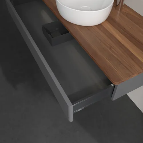 Bild von VILLEROY BOCH Antao Waschbeckenunterschrank, mit Beleuchtung, 1 Auszug, 1200 x 190 x 500 mm, Front ohne Struktur, Anthracite Matt Lacquer / Warm Walnut #L10052GK