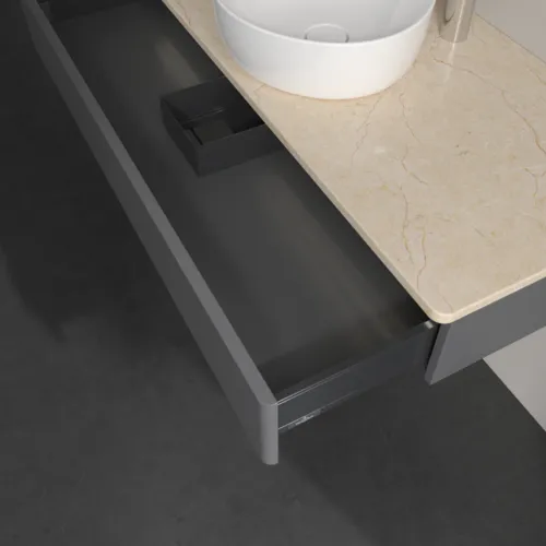 Bild von VILLEROY BOCH Antao Waschbeckenunterschrank, mit Beleuchtung, 1 Auszug, 1200 x 190 x 500 mm, Front ohne Struktur, Anthracite Matt Lacquer / Botticino #L10053GK