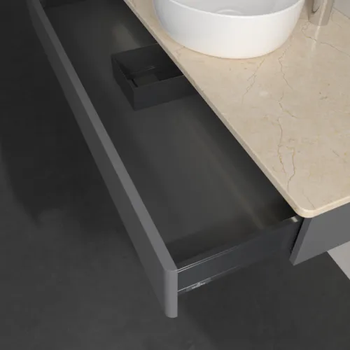 Bild von VILLEROY BOCH Antao Waschbeckenunterschrank, mit Beleuchtung, 1 Auszug, 1200 x 190 x 500 mm, Front ohne Struktur, Anthracite Matt Lacquer / Botticino #L10053GK