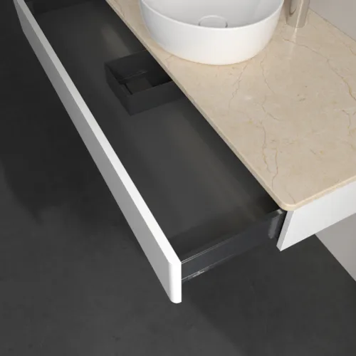 Bild von VILLEROY BOCH Antao Waschbeckenunterschrank, mit Beleuchtung, 1 Auszug, 1200 x 190 x 500 mm, Front ohne Struktur, Glossy White Lacquer / Botticino #L10053GF