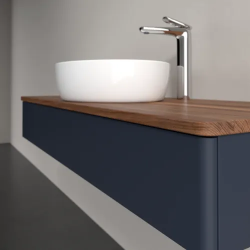 Bild von VILLEROY BOCH Antao Waschbeckenunterschrank, mit Beleuchtung, 1 Auszug, 1200 x 190 x 500 mm, Front ohne Struktur, Midnight Blue Matt Lacquer / Warm Walnut #L10052HG
