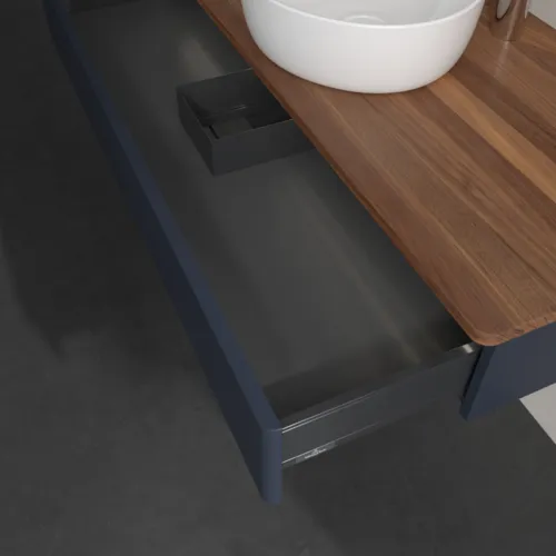 Bild von VILLEROY BOCH Antao Waschbeckenunterschrank, mit Beleuchtung, 1 Auszug, 1200 x 190 x 500 mm, Front ohne Struktur, Midnight Blue Matt Lacquer / Warm Walnut #L10052HG