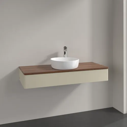 Bild von VILLEROY BOCH Antao Waschbeckenunterschrank, mit Beleuchtung, 1 Auszug, 1200 x 190 x 500 mm, Front ohne Struktur, Silk Grey Matt Lacquer / Warm Walnut #L10052HJ