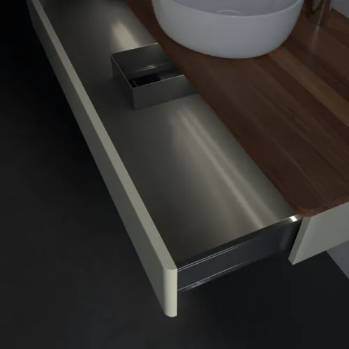 Bild von VILLEROY BOCH Antao Waschbeckenunterschrank, mit Beleuchtung, 1 Auszug, 1200 x 190 x 500 mm, Front ohne Struktur, Silk Grey Matt Lacquer / Warm Walnut #L10052HJ
