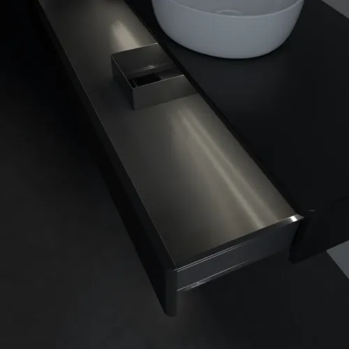 Bild von VILLEROY BOCH Antao Waschbeckenunterschrank, mit Beleuchtung, 1 Auszug, 1200 x 190 x 500 mm, Front mit Struktur, Black Matt Lacquer / Black Matt Lacquer #L10110PD