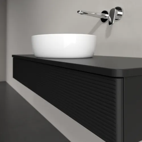 Bild von VILLEROY BOCH Antao Waschbeckenunterschrank, mit Beleuchtung, 1 Auszug, 1200 x 190 x 500 mm, Front mit Struktur, Black Matt Lacquer / Black Matt Lacquer #L10110PD